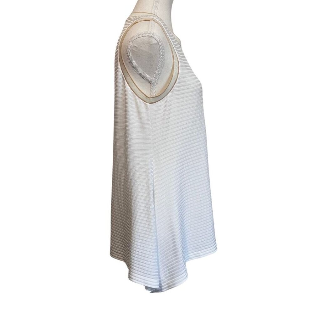 NWOT LACOSTE IVORY WHITE STRIPED NECK ASYMMETRICAL TUNIC TOP - 10 (42) - Picture 2 of 10